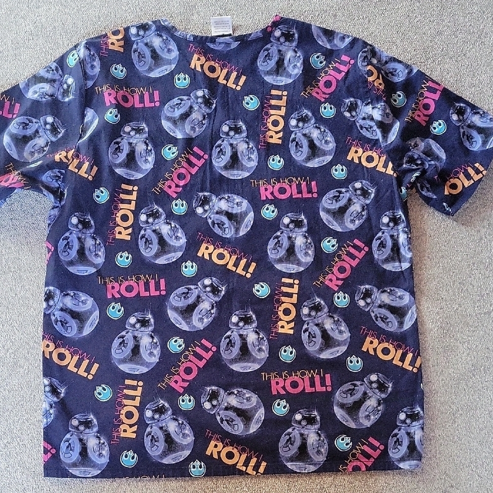 Star Wars Unisex Uniform Colorful Graphic Print Scrub Top Size M - Picture 5 of 8